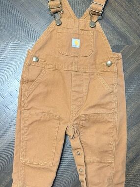 Carhartt Kids Tan Duck Canvas Overalls with Adjustable Straps